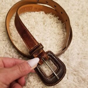 Vintage Lands' End Leather Belt Croc Embossed 28